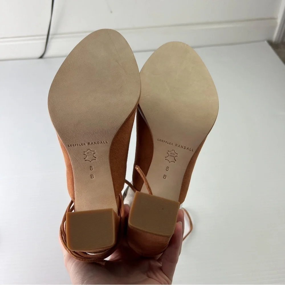 Loeffler Randall sandals womens 8 Helene Brown Lace-Up Split Suede Sandals